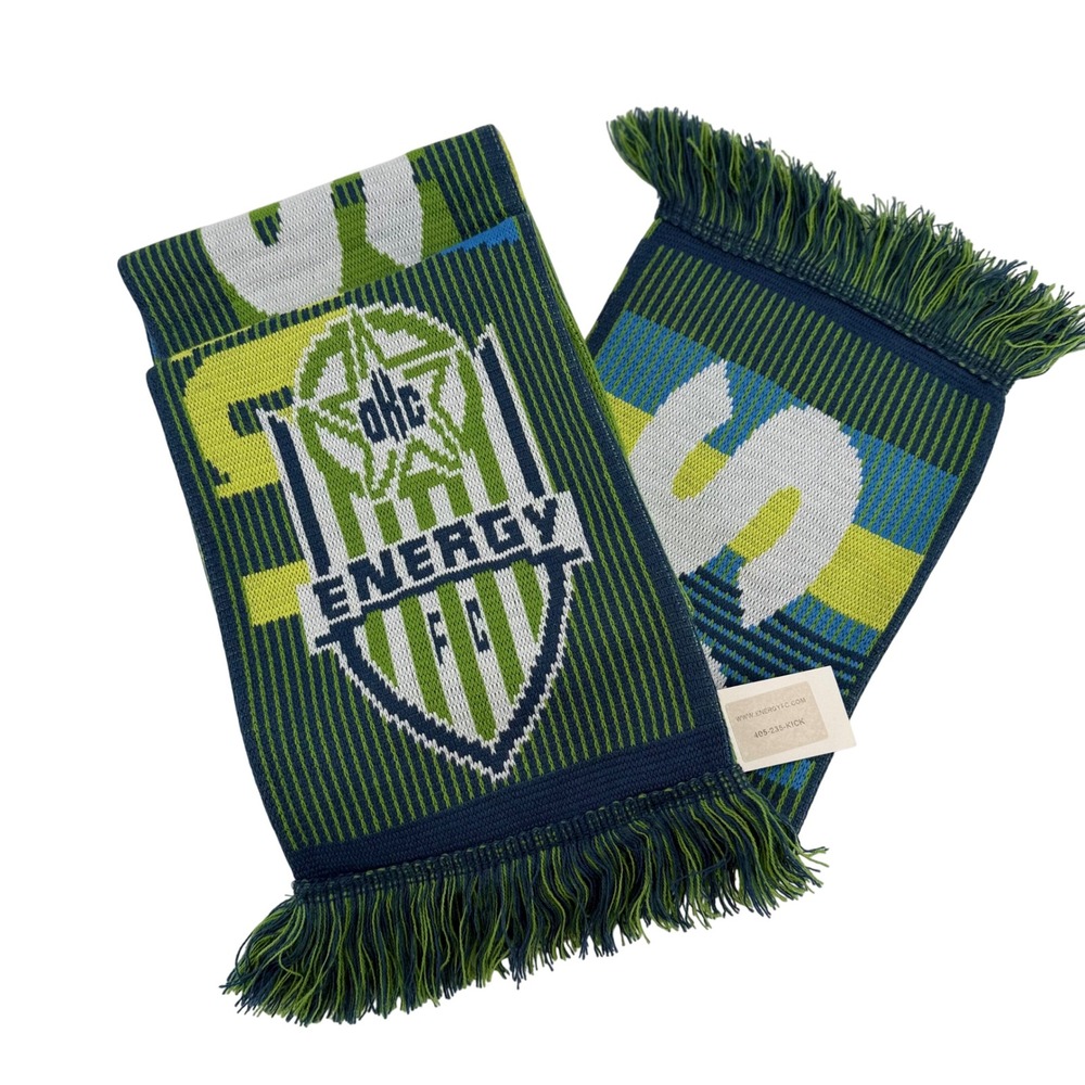 Energy FC Somos Soccer Scarf Fringe Green Blue White Knit New‎